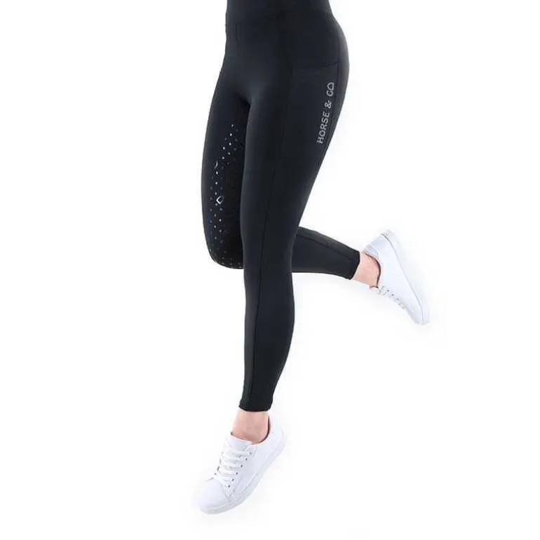 Legging d’équitation pour femme full grip Noir Nantano Horse & Go