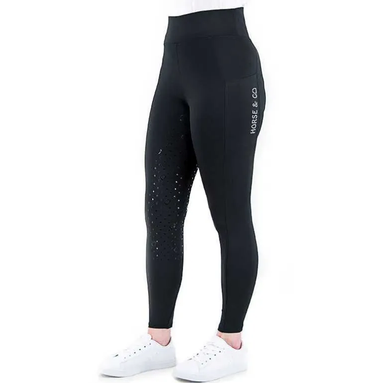 Legging d’équitation pour femme full grip Noir Nantano Horse & Go