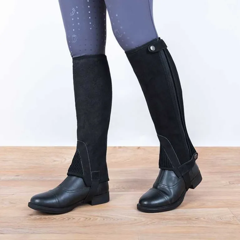 Mini-chaps Stationata cuir nubuck Noir